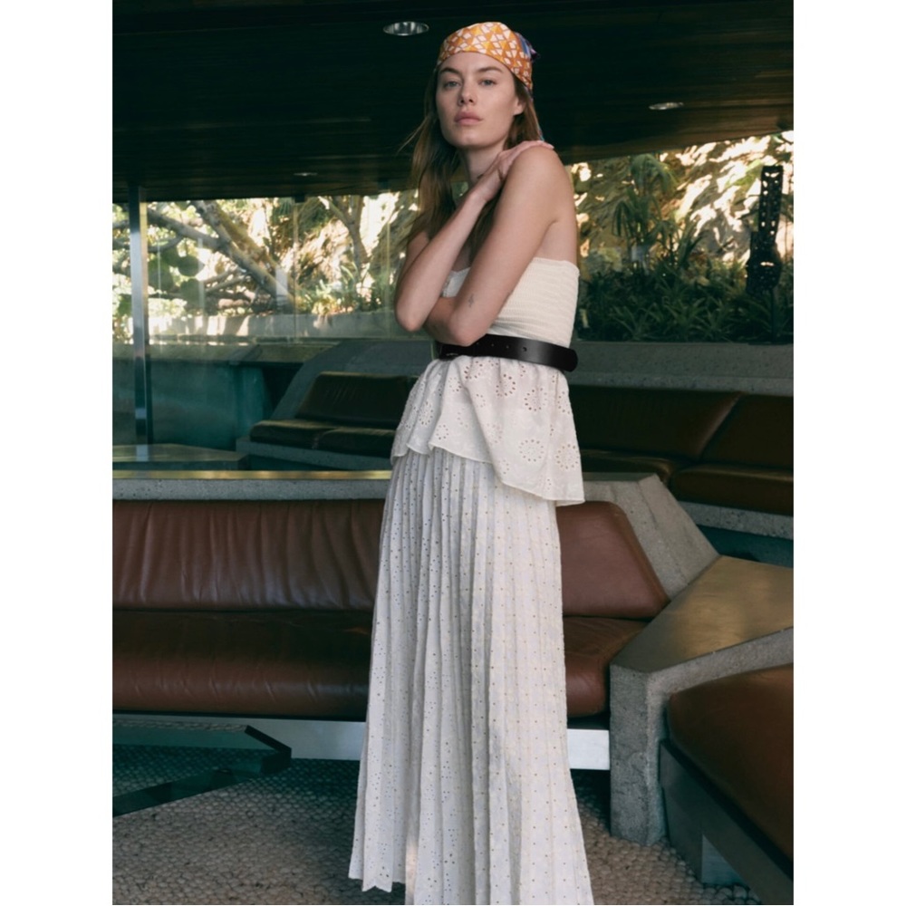 Zara pleated eyelet embroidery maxi skirt white - Picture 3 of 8